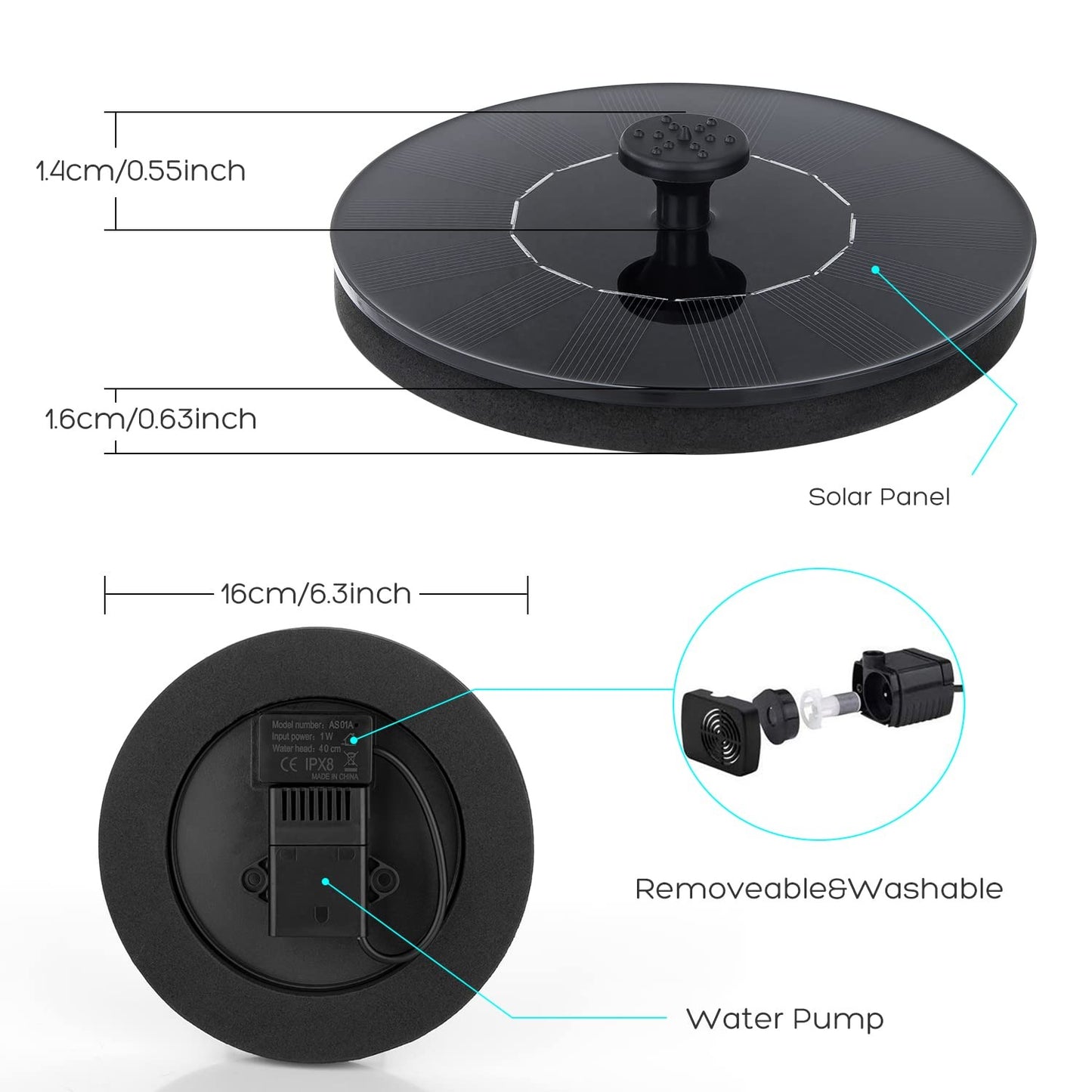 Solar Powered Bird Bath Fountain